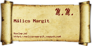 Málics Margit névjegykártya