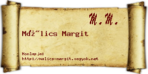 Málics Margit névjegykártya
